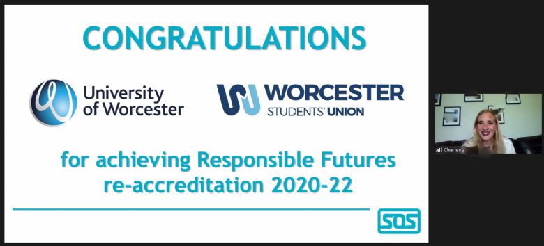 Charlene congratulates the University of Worcester for achieving Responsible Futures re-accreditation